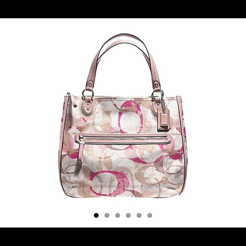 COACH POPPY SIGNATURE STAMPED C HALLIE TOTE BAG